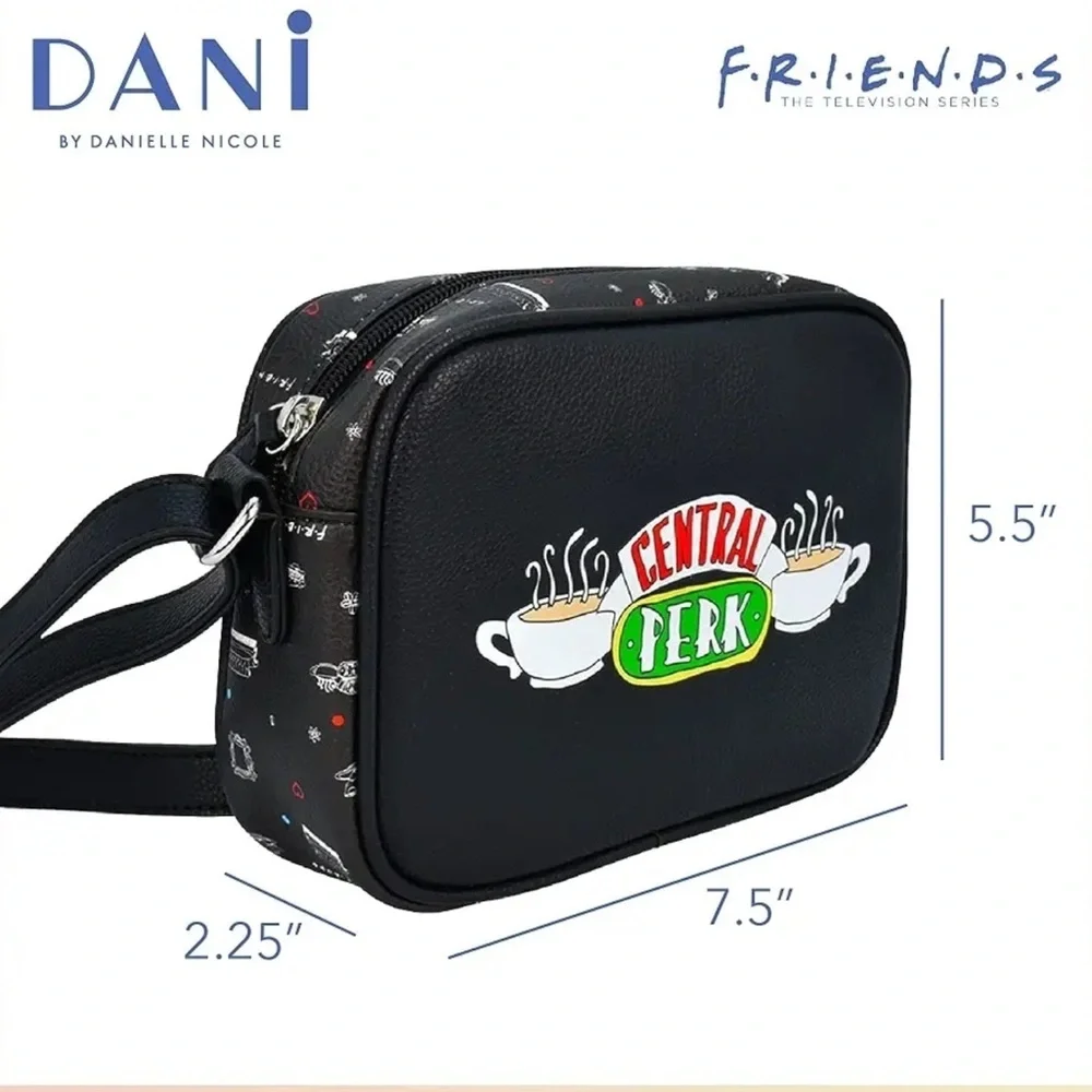 Friends Central Perk Logo Crossbody Black Bag Zip Top Closure by Daniele Nicole - Picture 3 of 16